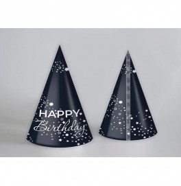 Бумажные колпачки Твоя Забава "Happy Birthday" звездочки синие 10 штук 12826