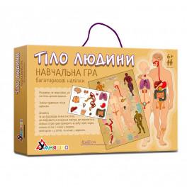 Игра обучающая Умняшка "Тело человека" с многократными наклейками КП-004у