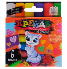 Крейда DankoToys для малювання на асфальті тонка 6 штук MEL-02-01U