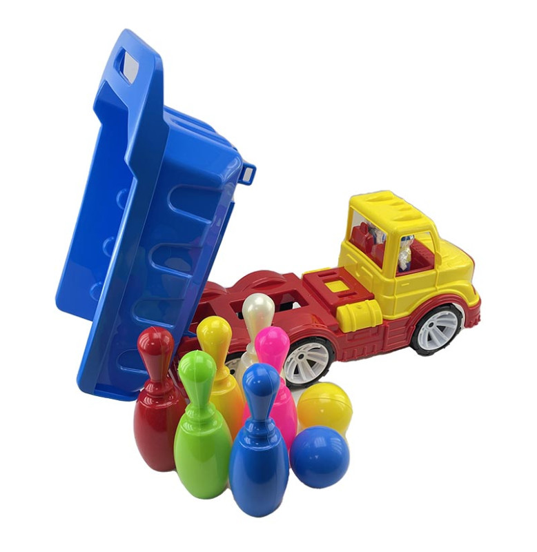 Машинка "Самосвал Mati" с кеглями Бамсик 009/11_Yellow-Blue