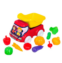 Машинка Бамсик самосвал №5 с овощами 3691_Red-Yellow