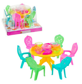 Мебель для кукол Стол продукты и стулья A8-8A