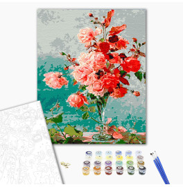 Картина по номерам с лаком ArtCraft "Розовые розы" 40*50 см