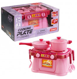 Детская кухонная плита Cooking Plate with dishes розовая Юника Юника 71696