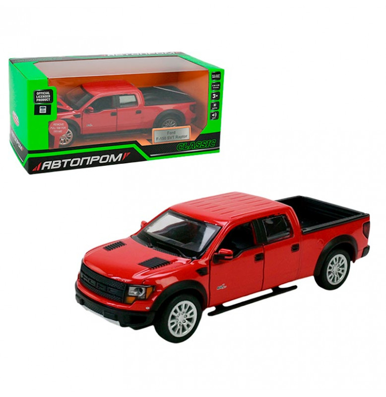 Машинка Автопром Ford F-150 SVT Raptor 1:34 металлическая со светом и звуком. 68363_Red