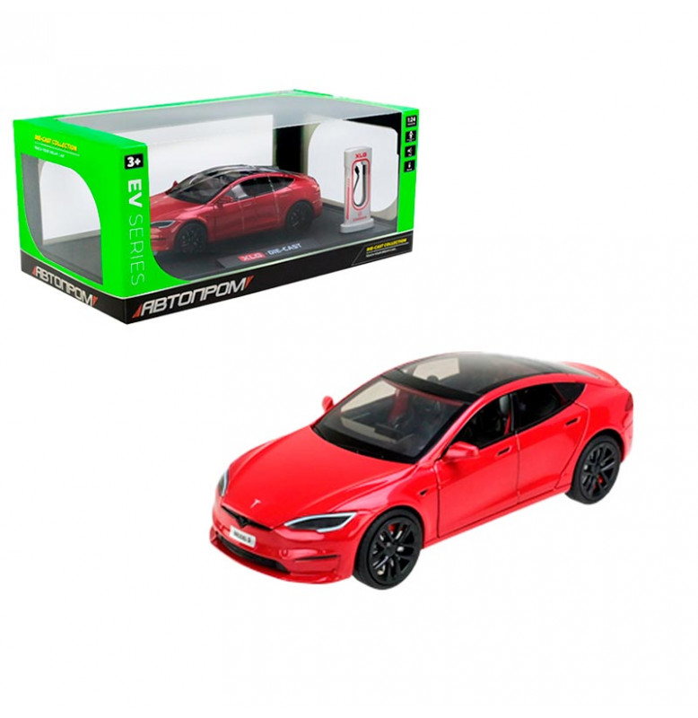 Машинка Автопром 1:24 металлическая с зарядной станцией AP7713_Red