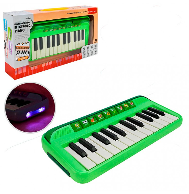 Игрушечное пианино со светом на батарейках 808-25_Green