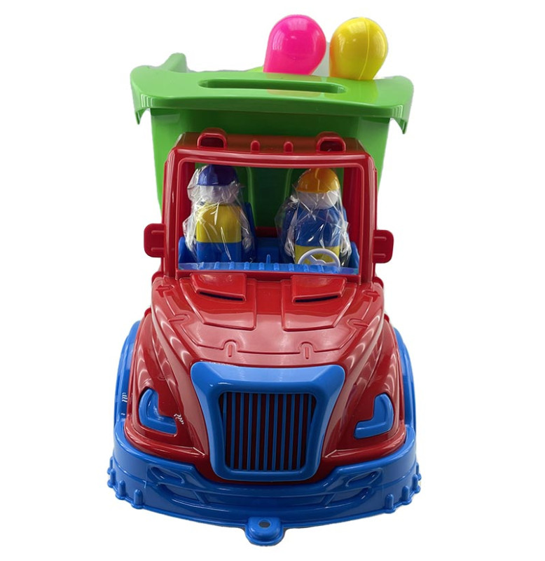 Машинка "Самосвал Mati" с кеглями Бамсик 009/11_Red-Green