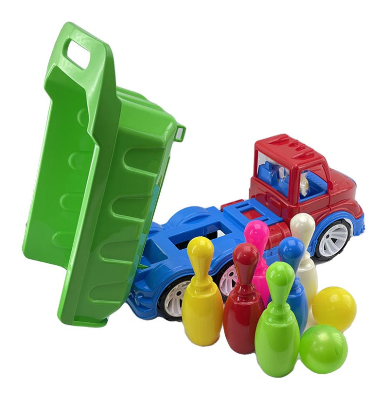 Машинка "Самосвал Mati" с кеглями Бамсик 009/11_Red-Green