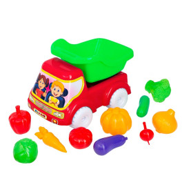 Машинка Бамсик самосвал №5 с овощами 3691_Red-Green