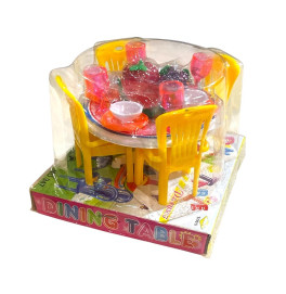 Мебель для кукол Стол и стулья розовые 947_Yellow