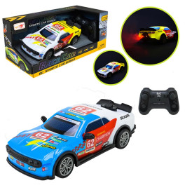 Машинка гоночная на радиоуправлении на аккумуляторе со светлым звуком и дымом 998-7_Blue