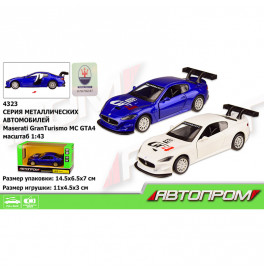 Машина метал "АВТОПРОМ",1:43 Maserati Gran Turismo MC GT4,2кол, вiдкр.дверi,в кор.