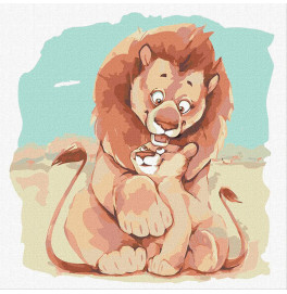 Картина по номерам "Львенок и мама" Идейка KHO4239 30х30 см Картина по номерам "Львенок и мама" Идейка KHO4239 30х30 см