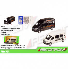 Машина метал "АВТОПРОМ",1:52 Ford Transit,2кол, вiдкр.дверi,в кор. 14,5*6,5*7см