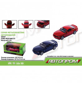 Машина металл 68307 (48шт/2) "АВТОПРОМ", 2 цвета, 1:32 Ford Mustang GT,батар, свет,звук,откр.двери,в