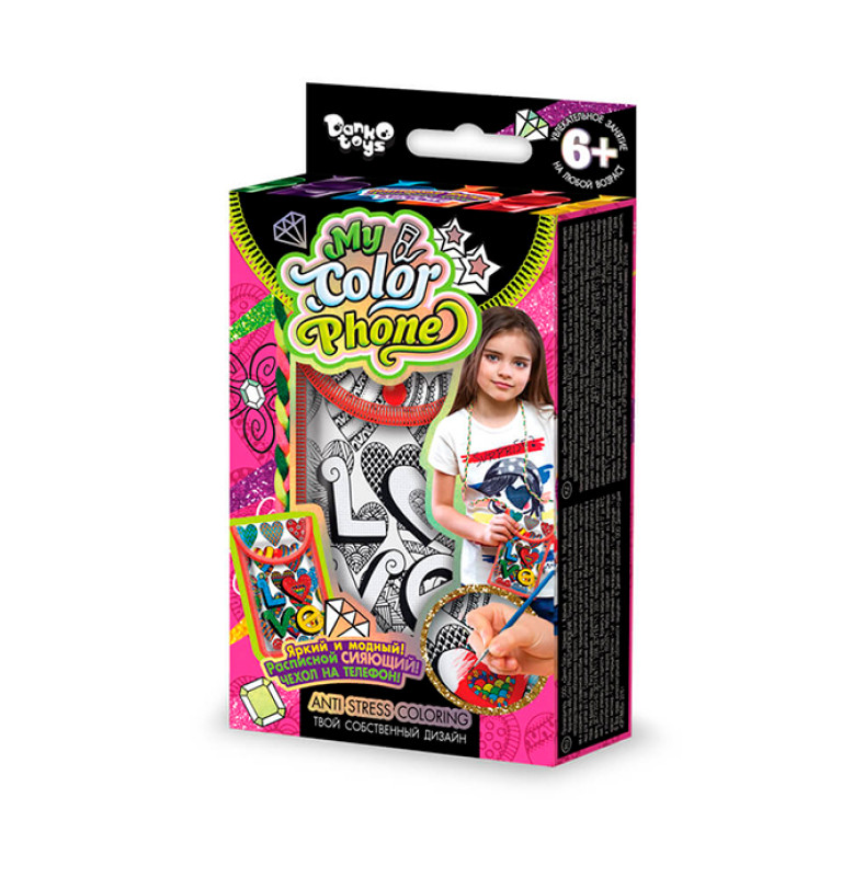 Комплект креативного творчества "My Color Phone" чехол-раскраска (12) 6209  6 видов Комплект креативного творчества "My Color Phone" чехол-раскраска (12) 6209  6 видов