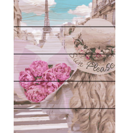 Картина по номерам на дереве. Rainbow Art "Парижанка" GXT28145-RA