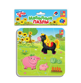 Магнитные пазлы "Ферма" 16 эл. VT3204-11 (рус) (60)