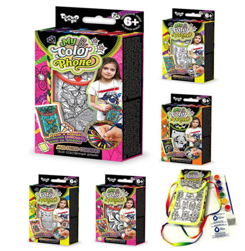 Комплект креативного творчества "My Color Phone" чехол-раскраска (12) 6209  6 видов Комплект креативного творчества "My Color Phone" чехол-раскраска (12) 6209  6 видов