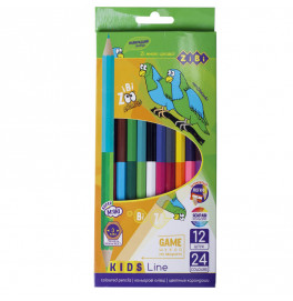 Кольорові олівці Double, 12 шт. (24 кольори), KIDS LINE