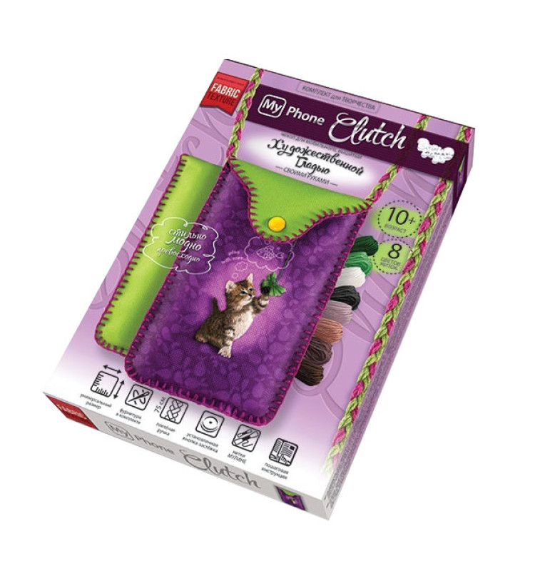 Набор для творчества "My Phone Clutch"  гладью Котик (10) Набор для творчества "My Phone Clutch"  гладью Котик (10)